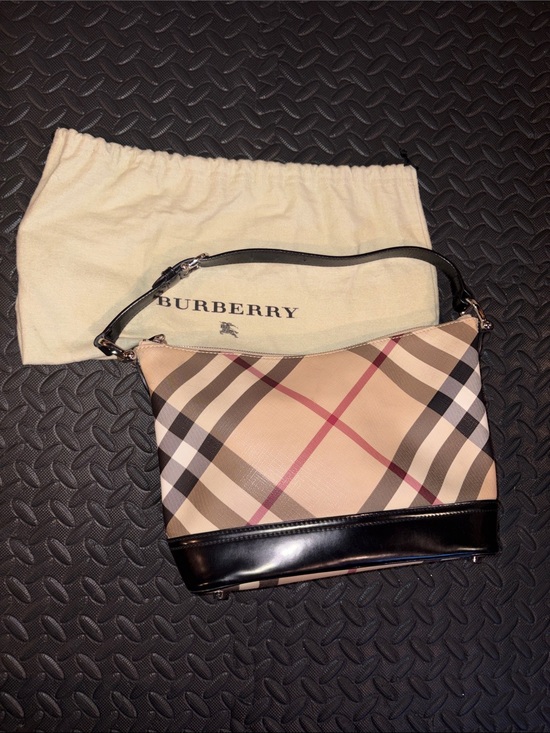 Burberry Handbags - Vintage Burberry Nova Check Shoulder Bag with Black Trim - Authentic